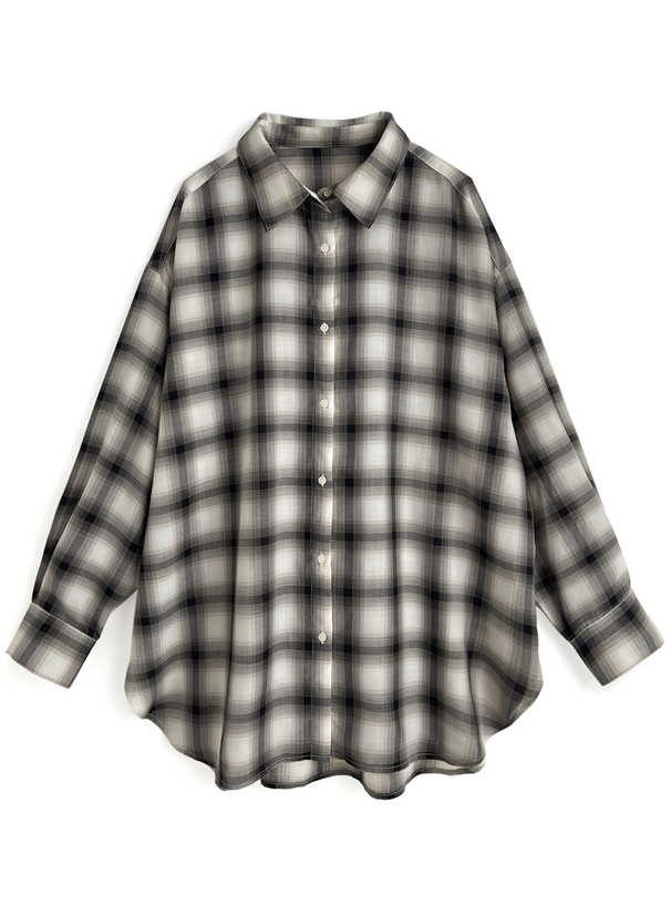 ストラップ付き2Wayチェック柄ビッグシャツ[on394]