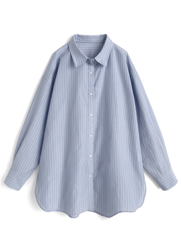 ストラップ付き2Wayストライプ柄ビッグシャツ[on395]