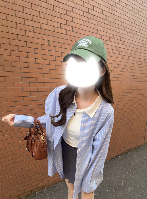 ストライプ柄配色カラーオーバーサイズシャツ