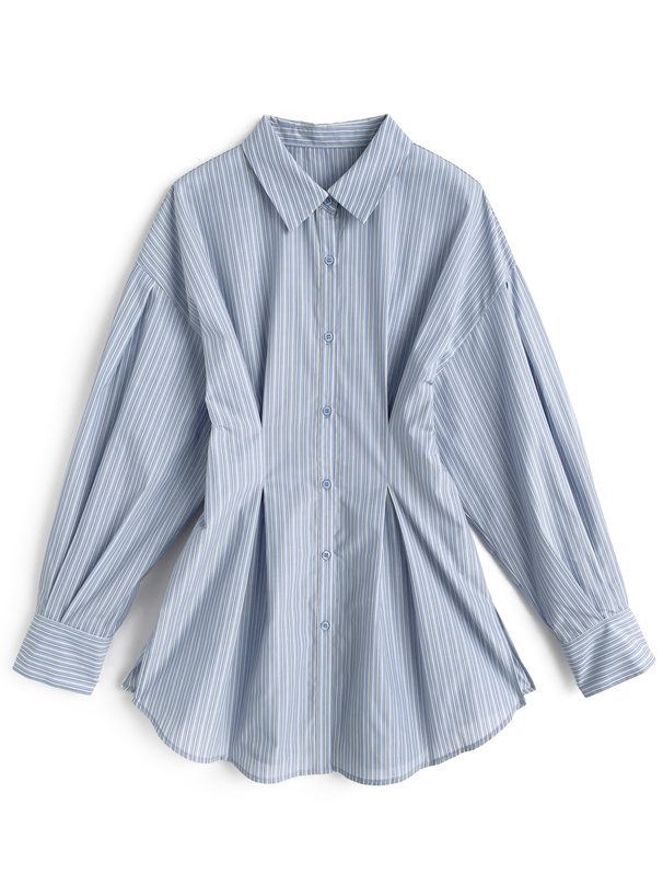 ストライプ柄ウエストタックシャツ[on399]