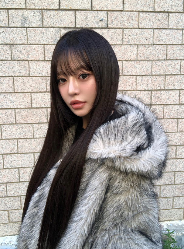 フード付きミックスカラーファーブルゾン