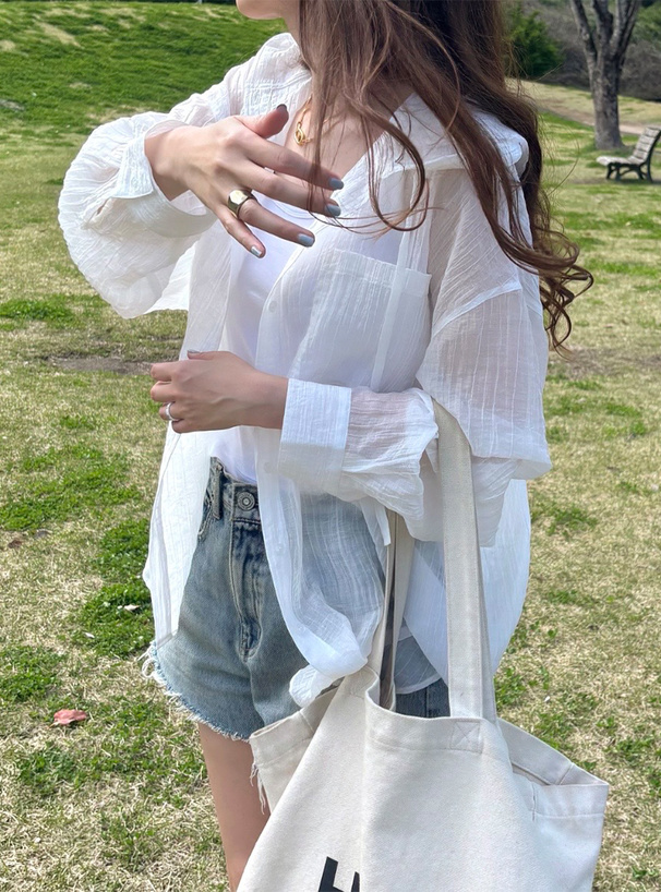 フード付きシアービッグシャツ