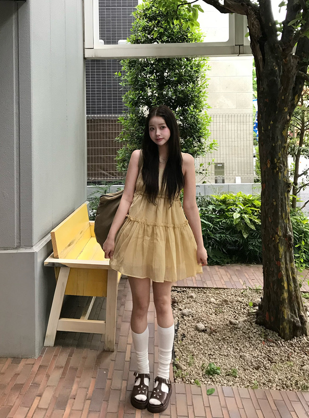 サイドリボンティアードキャミソールチュニック