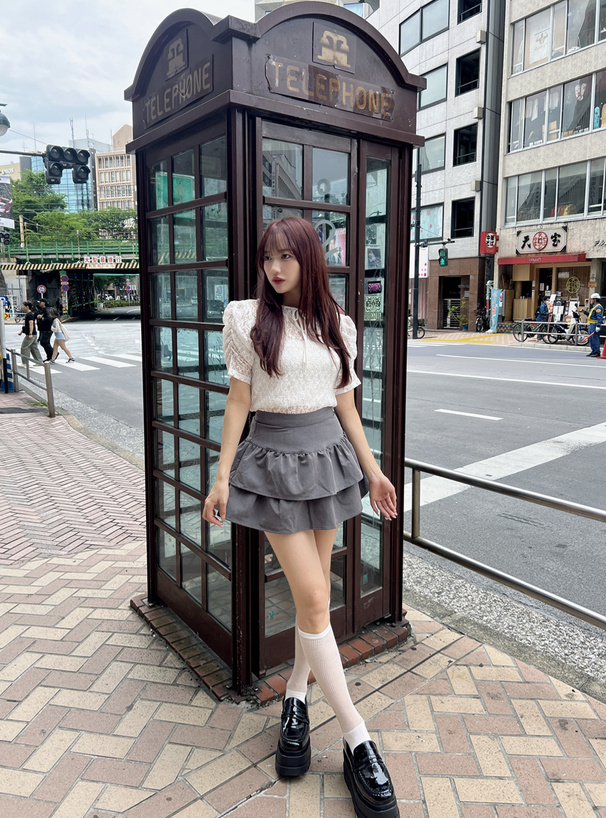 前後2Wayパワショル花柄レーストップス