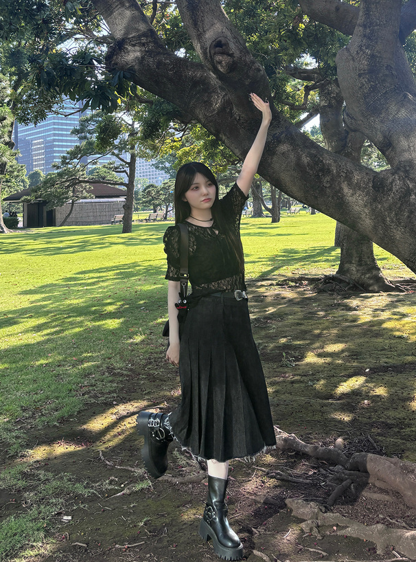 前後2Wayパワショル花柄レーストップス