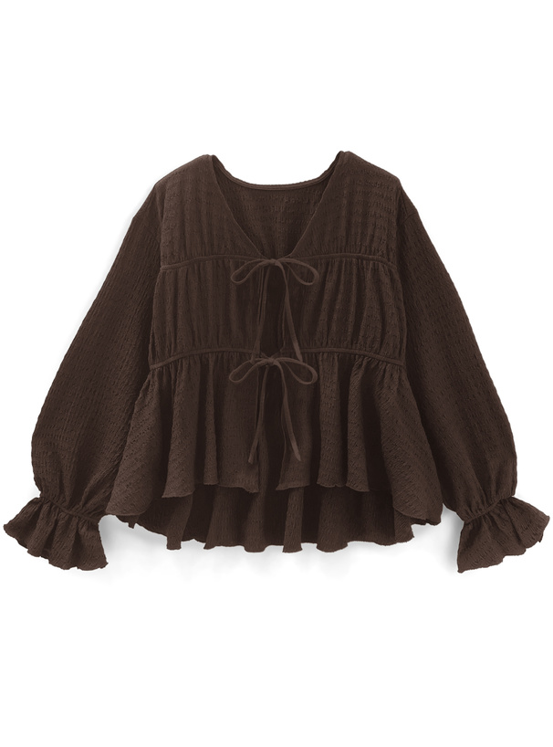 ふくれジャガードリボンカーディガン