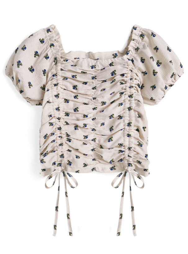 2Way小花柄ドロストトップス