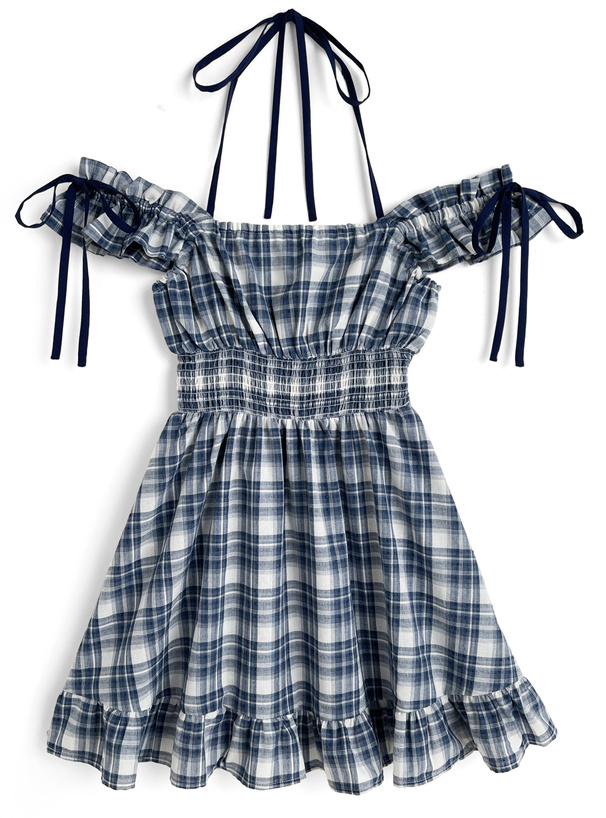 チェック柄オフショルダーミニワンピース オフショルチェックミニワンピース 1079 | 可愛い服量産型服通販