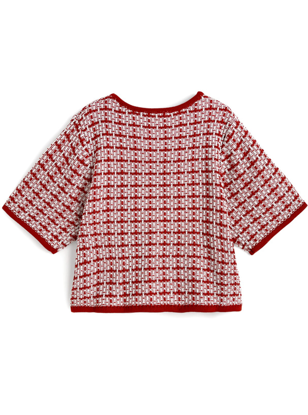 ゴールドボタンツイードニットカーディガン