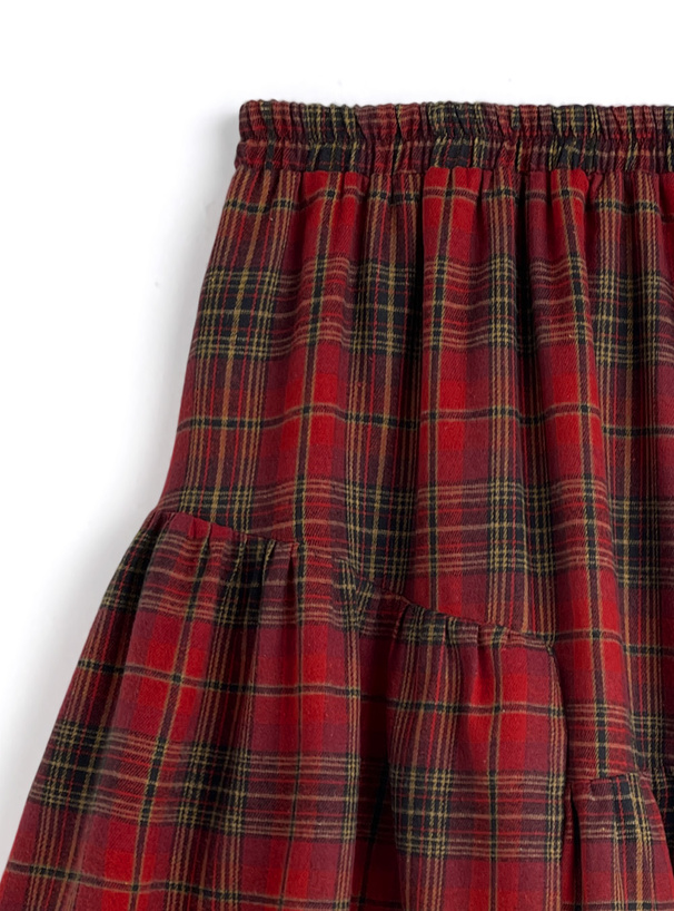 チェック柄アシンメトリーフリルスカート[pa076] | レディース