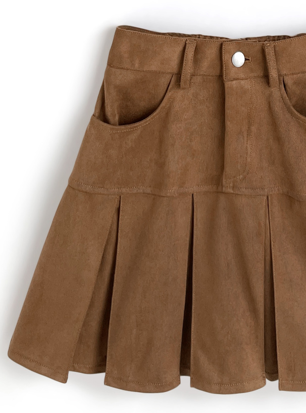 ダブルジップブルゾン×プリーツスカートスエードセットアップ