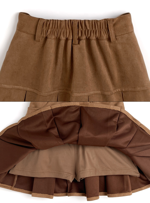 ダブルジップブルゾン×プリーツスカートスエードセットアップ[pa077