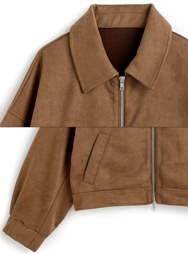 ダブルジップブルゾン×プリーツスカートスエードセットアップ