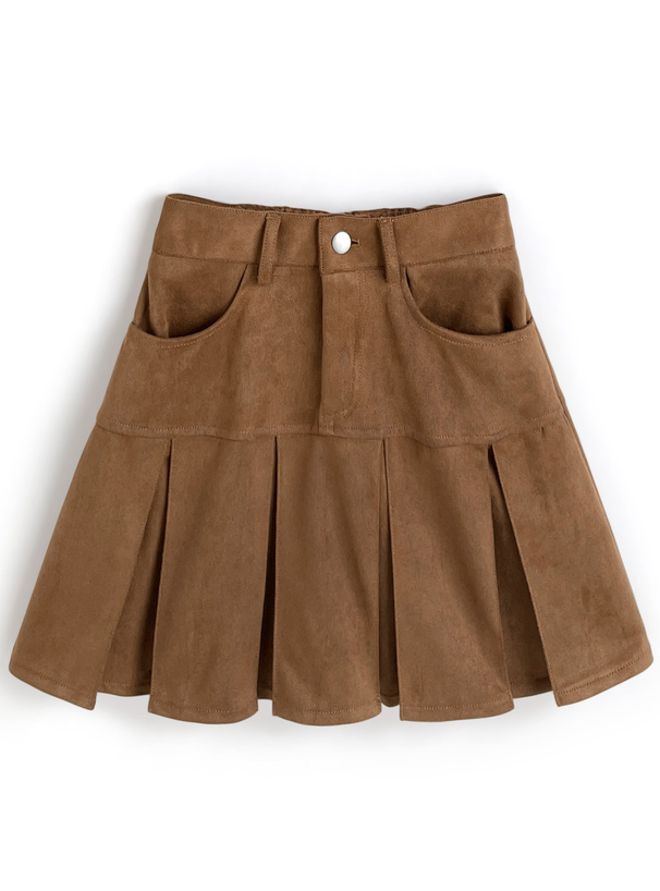 ダブルジップブルゾン×プリーツスカートスエードセットアップ