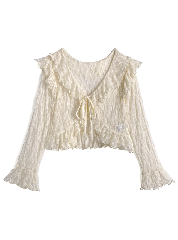 リボンレースフリルカーディガン[pa078]