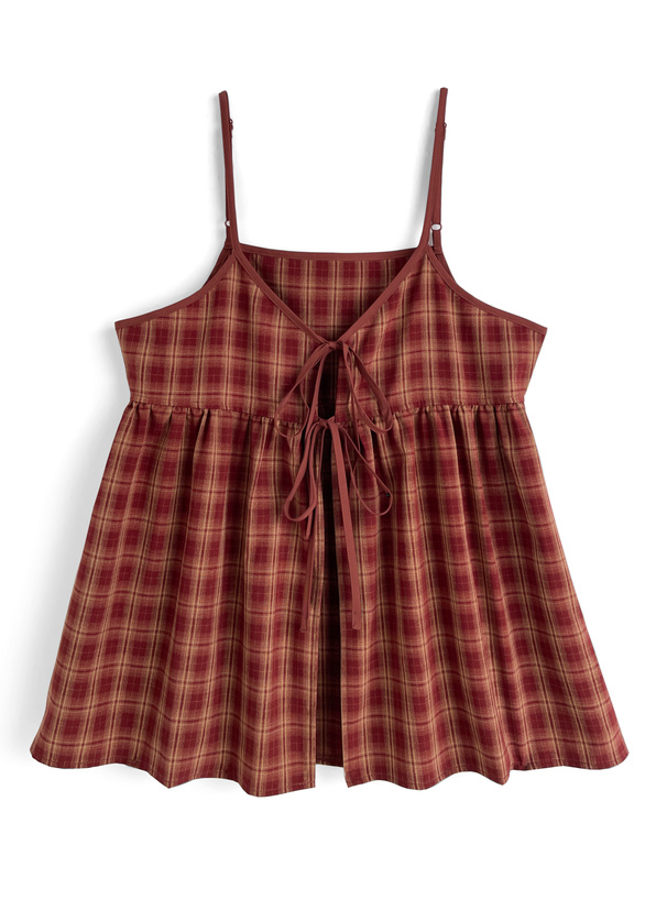 チェック柄リボンキャミソールチュニック[pa079] | レディース
