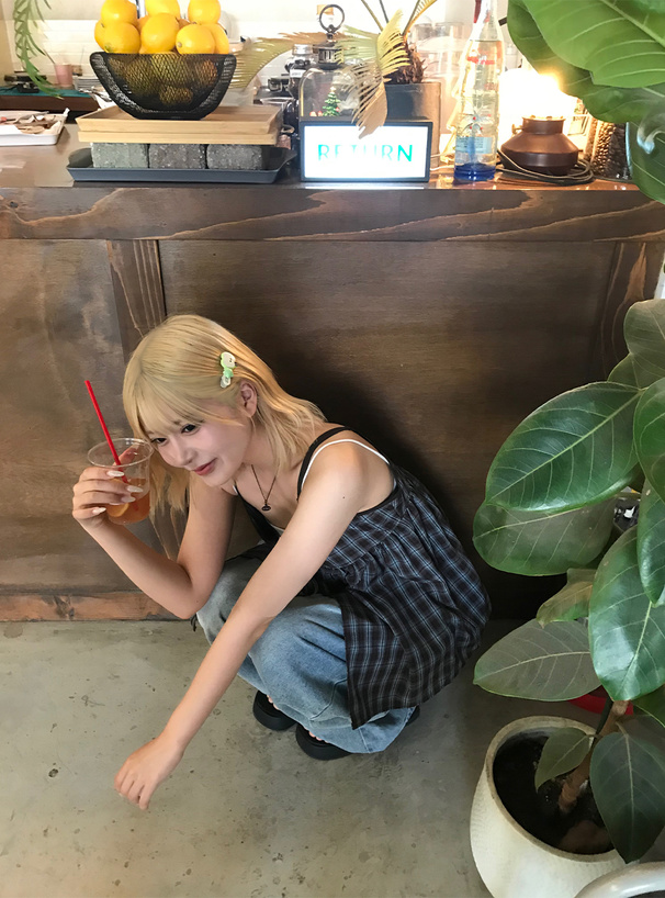 チェック柄リボンキャミソールチュニック