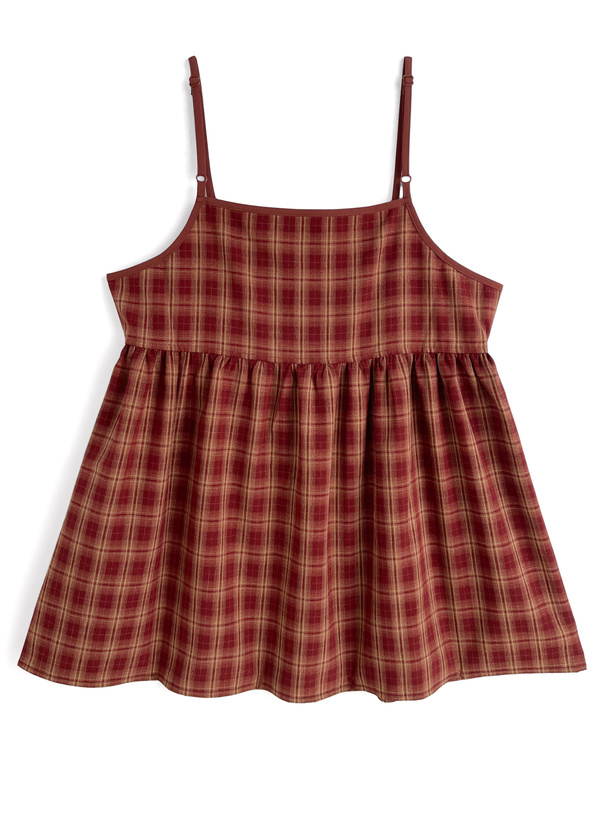 チェック柄リボンキャミソールチュニック