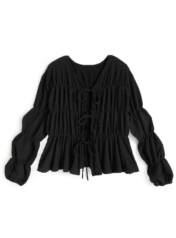 ふくれジャガードリボンカーディガン[pa081]