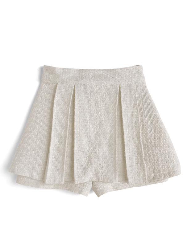 ツイードプリーツミニスカートパンツ