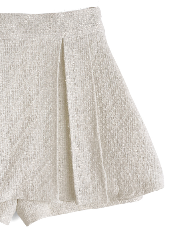 ツイードプリーツミニスカートパンツ