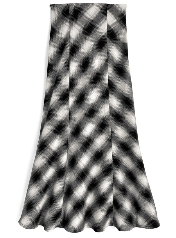 チェック柄バックレースアップマーメイドスカート[pa093]