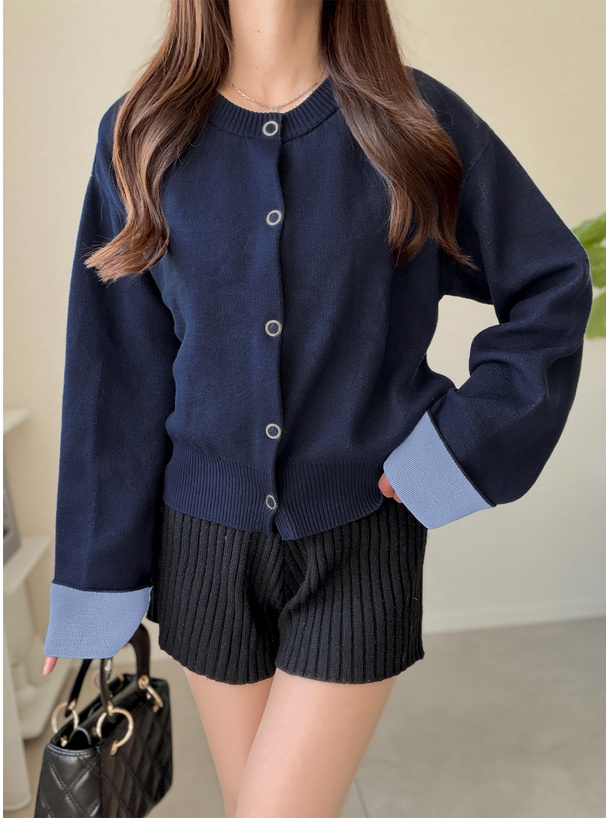 ピ*ノ様 OHGA ネイビー ニットカーディガン ボタン付き OHGA ネイビー