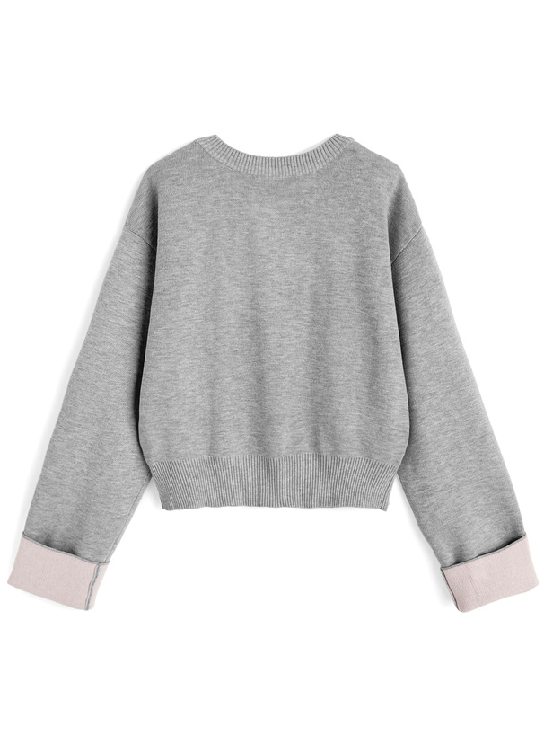 リングボタン配色ニットカーディガン