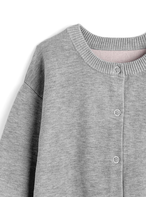 リングボタン配色ニットカーディガン