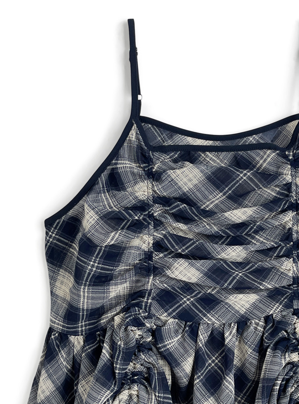 チェック柄ドロストキャミソールチュニック