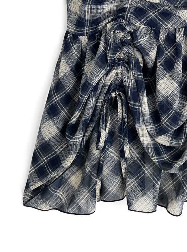 チェック柄ドロストキャミソールチュニック