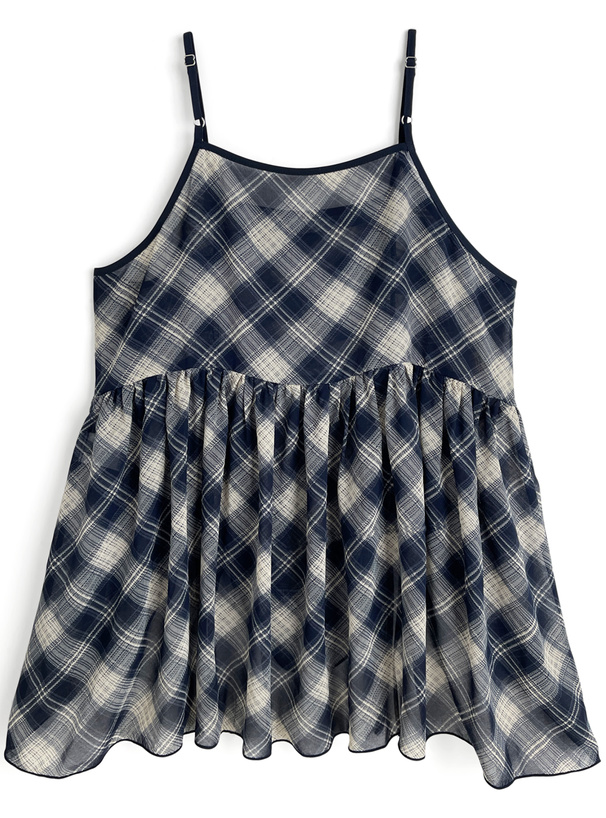 チェック柄ドロストキャミソールチュニック