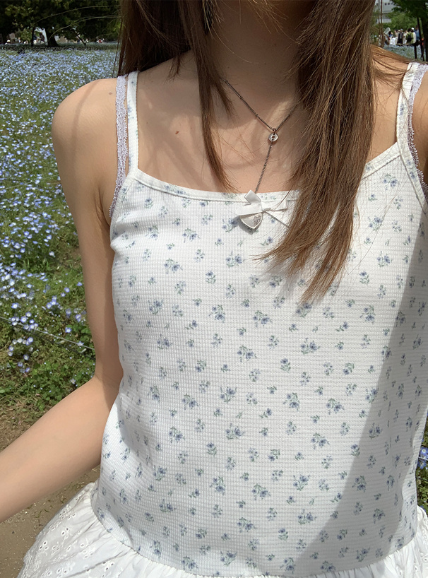 小花柄レースドッキングキャミソール