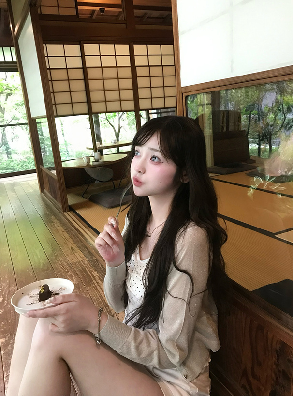 ドット柄ギャザーリボンキャミソール