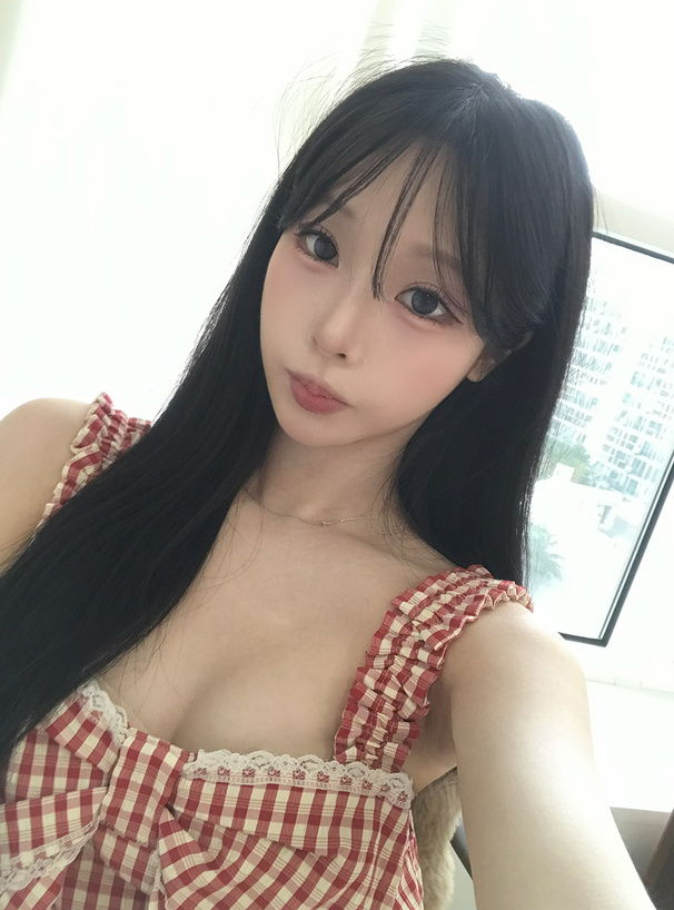 チェック柄ビッグリボンレースキャミソールトップス