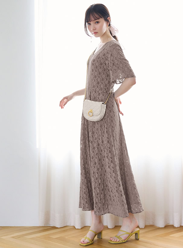 インナー付きレースvネックワンピース Pm026 レディースファッション通販のグレイル Grl 公式