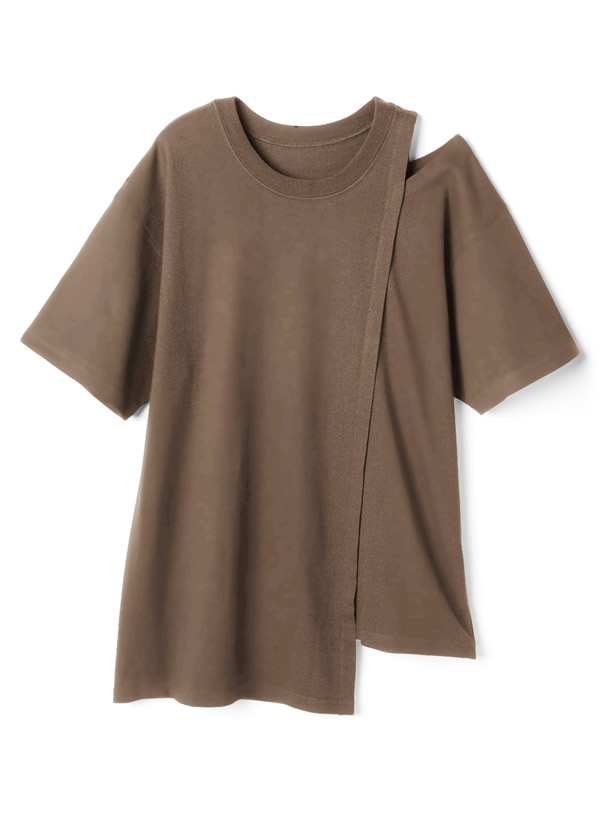 ショルダーカットフェイクレイヤードトップス