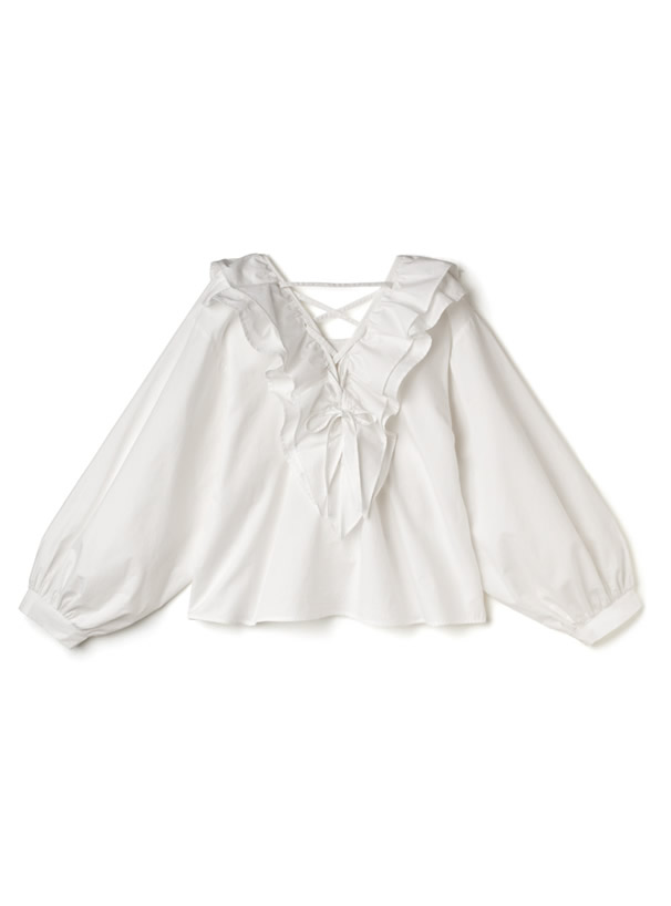 バックレースアップボリュームフリルトップス Pm057 レディースファッション通販のグレイル Grl 公式