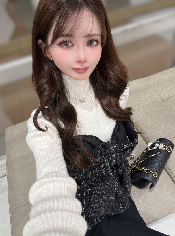 ビッグリボンツイードペプラムキャミソールトップス