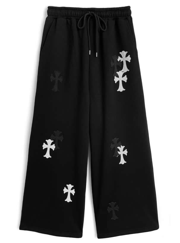 クロスロゴ刺繍ワイドスウェットパンツ