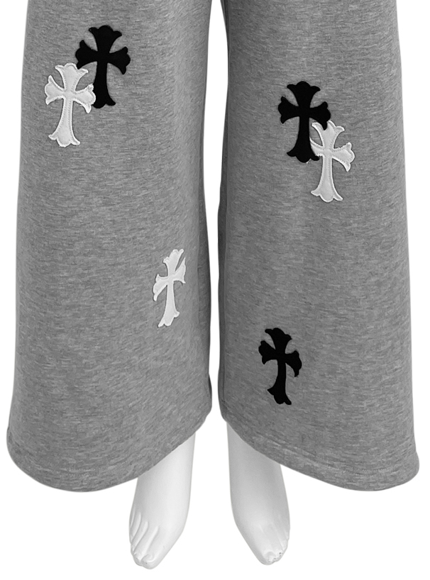クロスロゴ刺繍ワイドスウェットパンツ