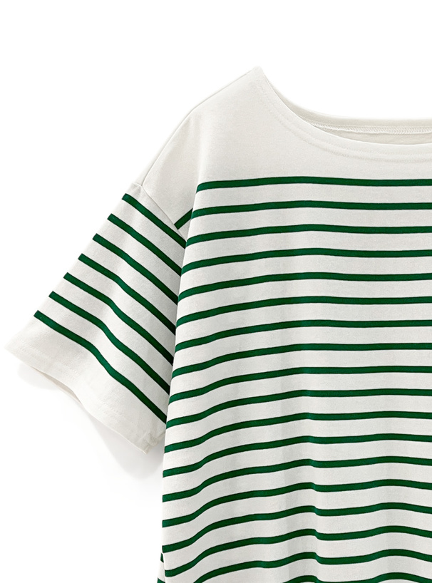パネルボーダー柄サイドスリットTシャツ
