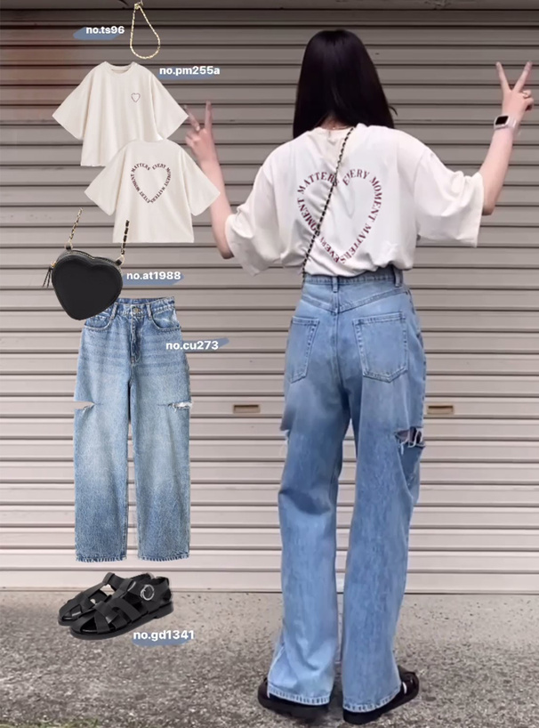 ハートロゴプリントTシャツ