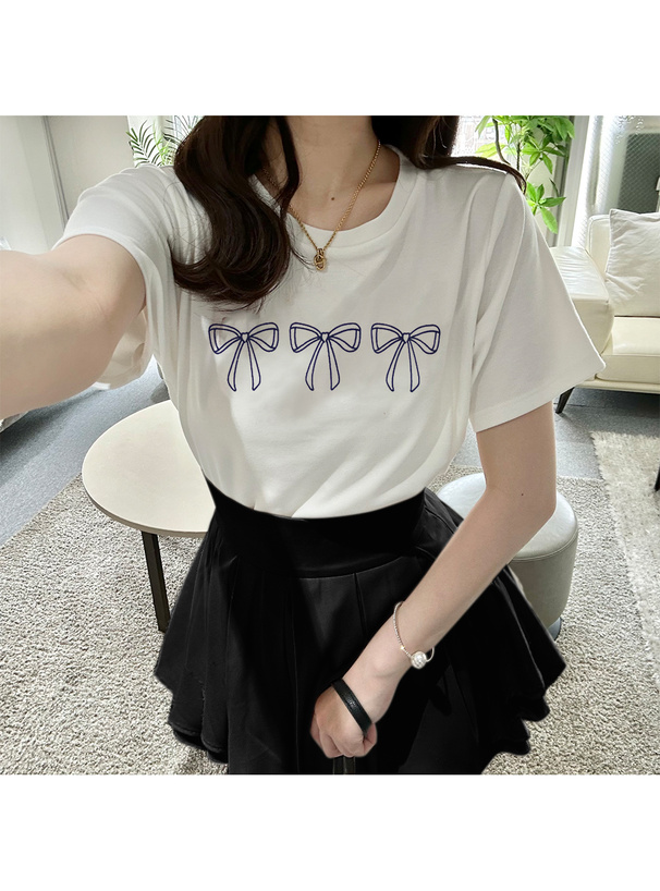 リボン刺繍Tシャツ[pm390a]