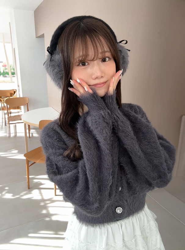 ビジューボタンラメシャギーニットカーディガン
