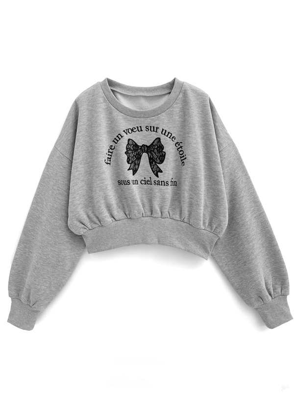 リボンモチーフレーススウェットトップス