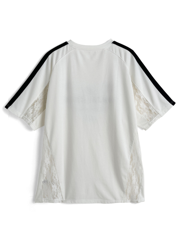 サイドレース配色ラインロゴプリントTシャツ