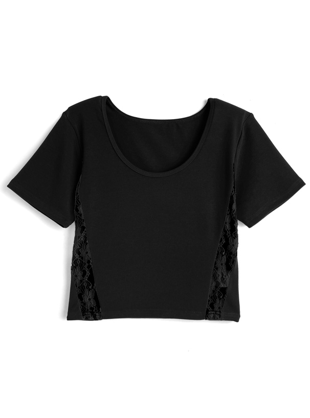 サイドレースショート丈Tシャツ