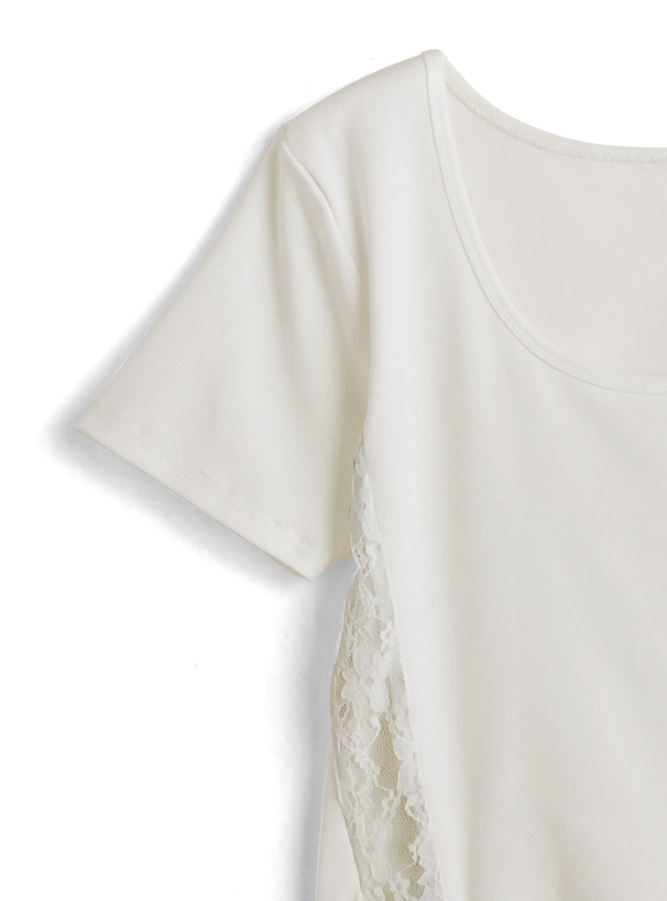サイドレースショート丈Tシャツ