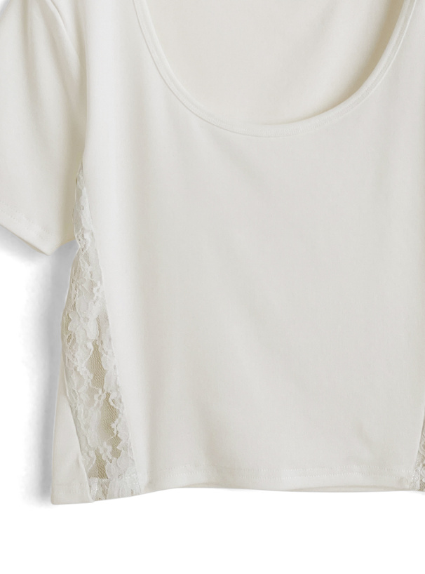 サイドレースショート丈Tシャツ